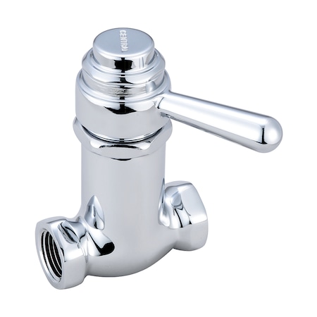 Central Brass Self-Close Straight Stop, NPT, Polished Chrome, Connection Size: 3/8" 0331-L3/8